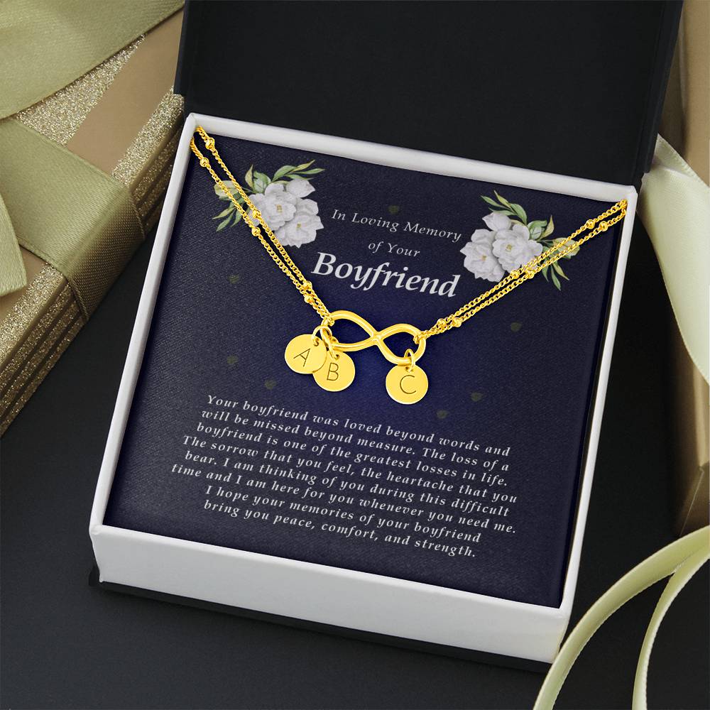 Infinity Bracelet with Charms, In Loving Memory of Your Boyfriend, Bereavement Condolence Keepsake, Sympathy Gift, Memorial Gift for Loss of Boyfriend