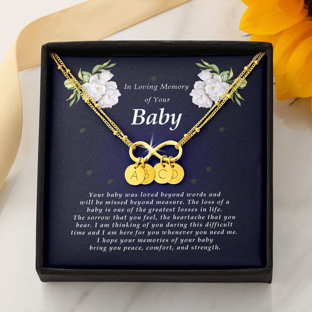 Infinity Bracelet with Charms, In Loving Memory of Your Baby, Bereavement Condolence Keepsake, Sympathy Gift, Memorial Gift for Loss of Aunt