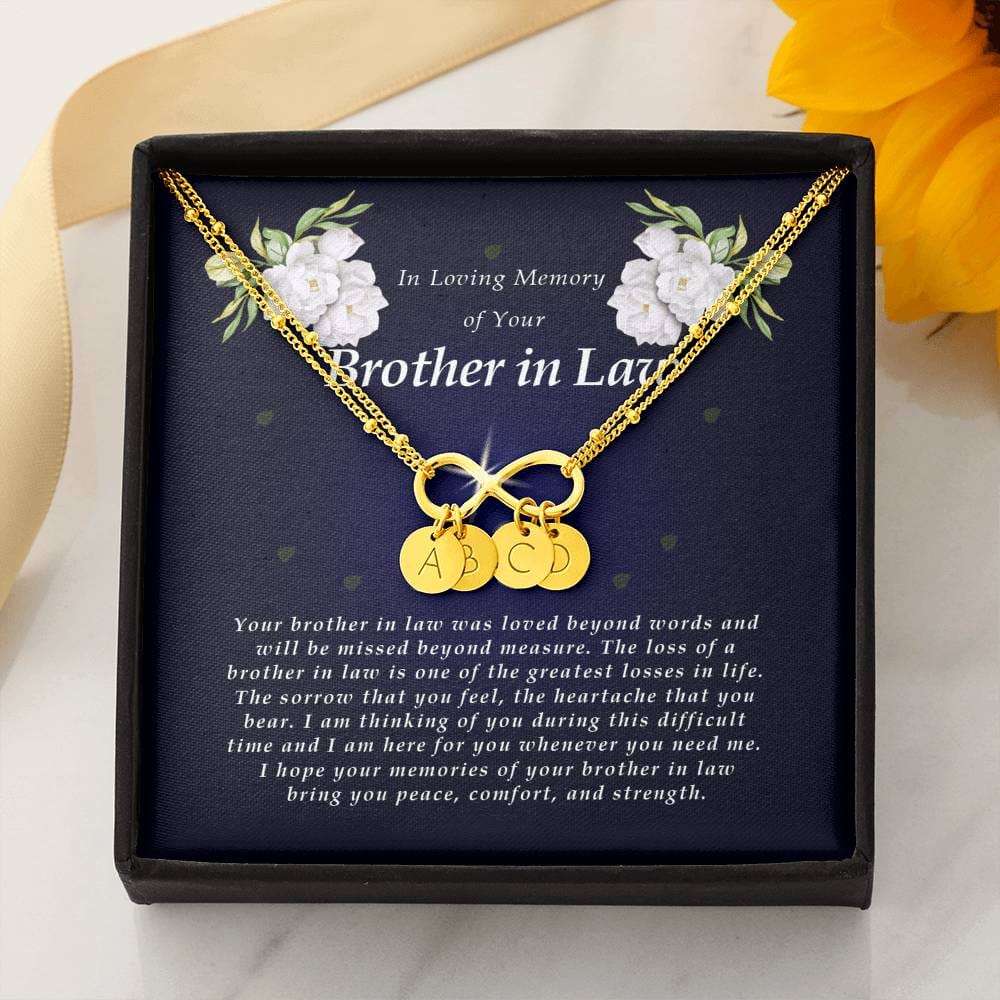Infinity Bracelet with Charms, In Loving Memory of Your Brother In Law, Bereavement Condolence Keepsake, Sympathy Gift, Memorial Gift for Loss of Brother In Law