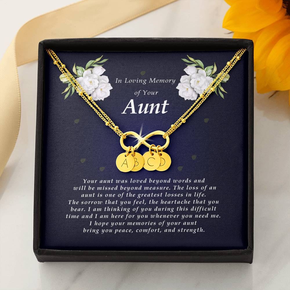 Infinity Bracelet with Charms, In Loving Memory of Your Aunt, Bereavement Condolence Keepsake, Sympathy Gift, Memorial Gift for Loss of Aunt