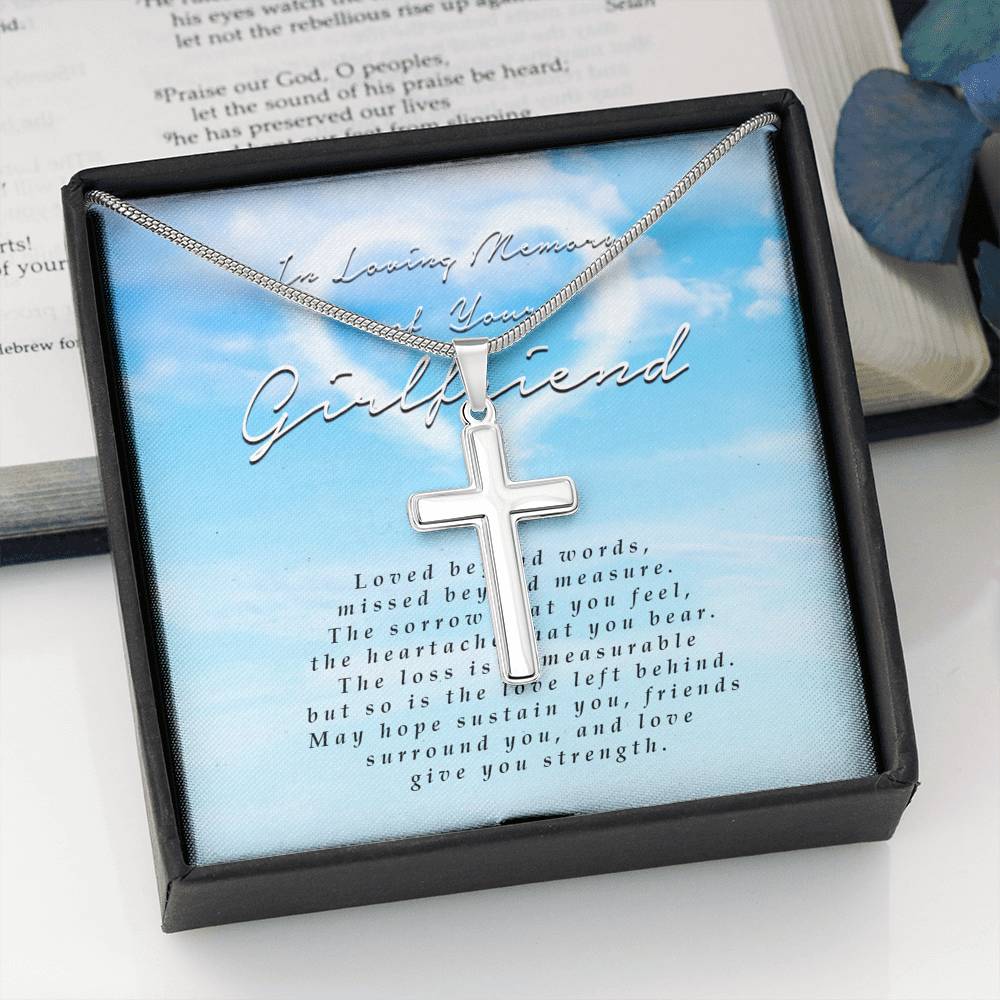 Engraved Cross Necklace, In Loving Memory of Your Girlfriend