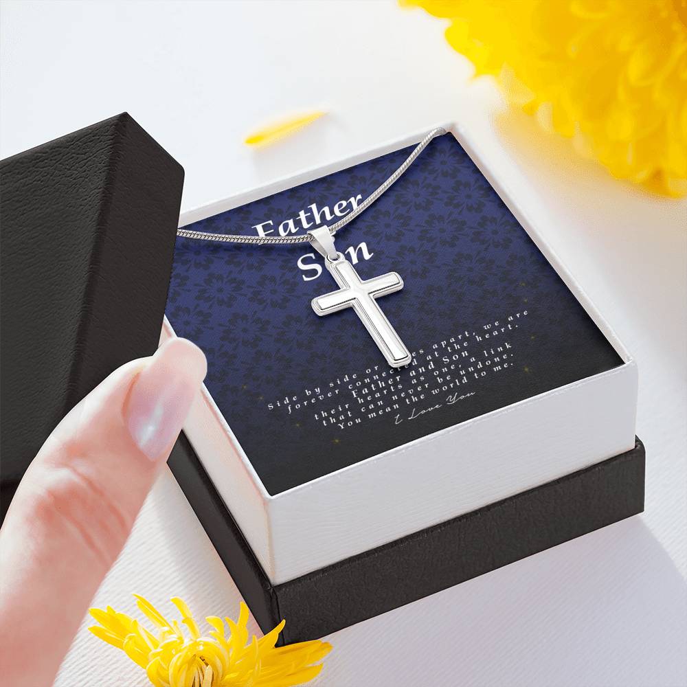 Father and Son Gift, Engraved Cross Necklace