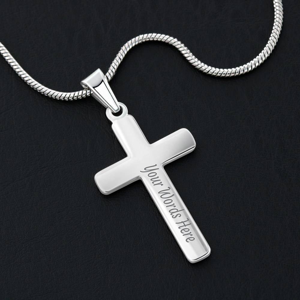 Personalized Cross Necklace, 70 Year Anniversary Gift, Engraved Jewelry