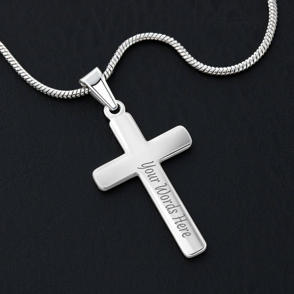 Personalized Cross Necklace, Happy Ten Year Anniversary, Engraved Gift