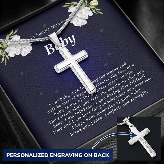 Personalized Cross Necklace, Memorial Gift For Loss of Baby