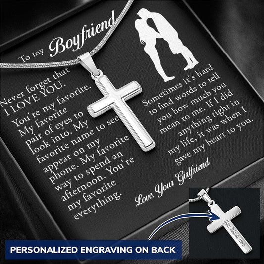 To My Boyfriend, Personalized Cross Necklace