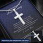 Personalized Cross Necklace, Happy Seventeen Year Anniversary, Engraved Gift