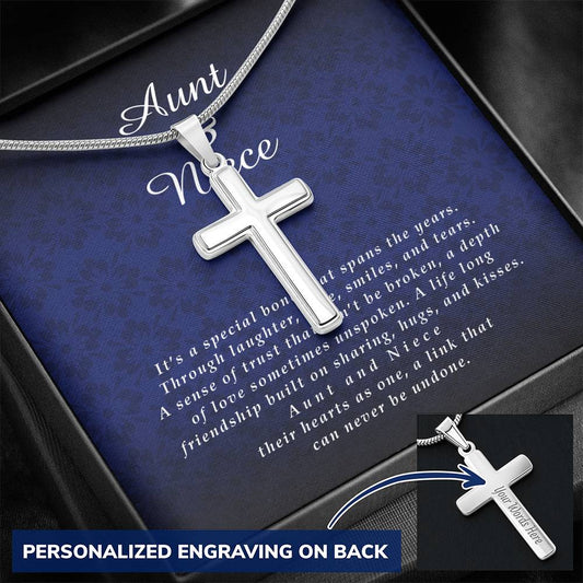 Aunt and Niece Gift, Personalized Cross Necklace