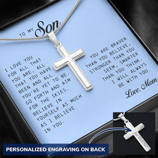 To My Son, Personalized Cross Necklace
