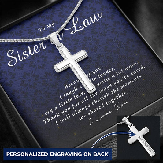 Personalized Cross Necklace, To My Sister In Law