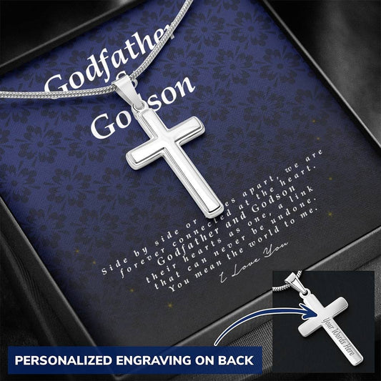 Godfather and Godson Gift, Engraved Cross Necklace