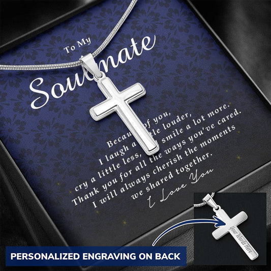 Personalized Cross Necklace, To My Soulmate