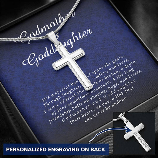 Godmother and Goddaughter Gift, Personalized Cross Necklace