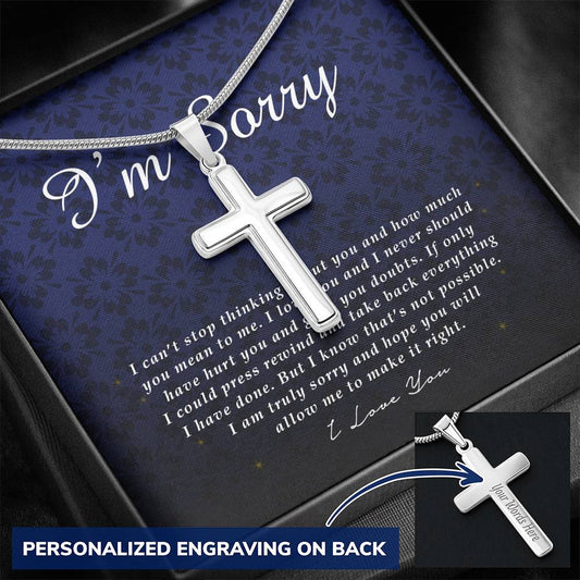 Personalized Cross Necklace, I'm Sorry Gift, Apology Gift For Her, Forgiveness Gift, I’m Sorry Gift For Wife / Girlfriend, Jewelry Card