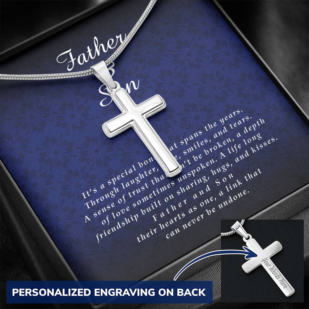 Father and Son Gift, Personalized Cross Necklace