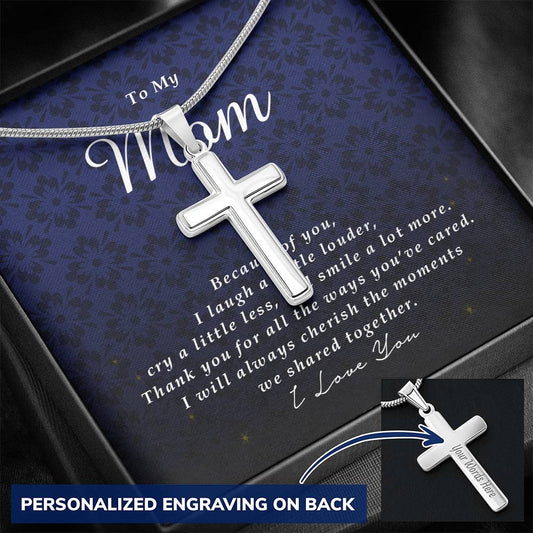 Personalized Cross Necklace, To My Mom