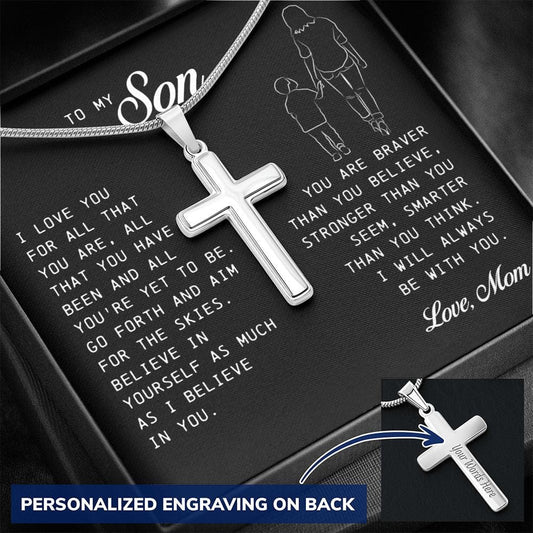 To My Son, Personalized Cross Necklace