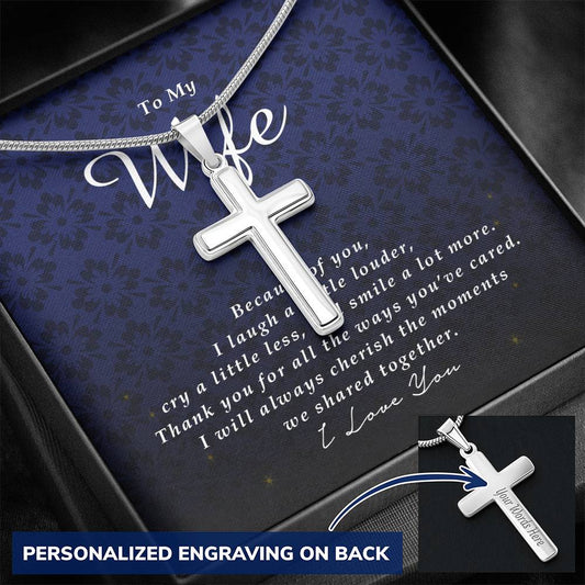 Personalized Cross Necklace, To My Wife