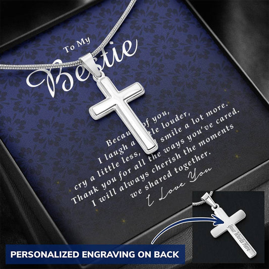Personalized Cross Necklace, To My Bestie