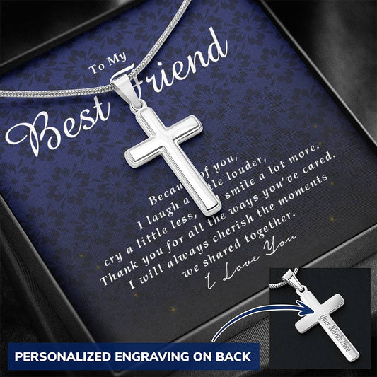 Personalized Cross Necklace, To My Best Friend
