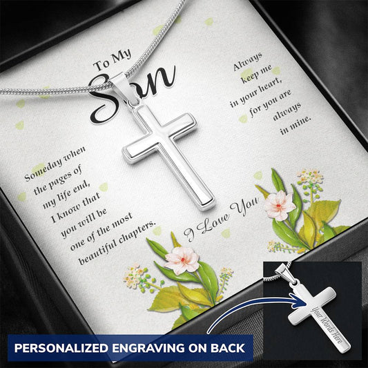Personalized Cross Necklace, To My Son