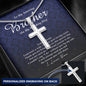 Personalized Cross Necklace, To My Brother, Gift from Bride, Wedding Day Gift from Sister