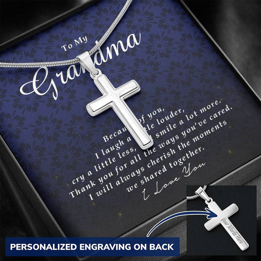 Personalized Cross Necklace, To My Grandma