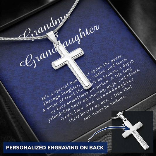 Grandma and Granddaughter Gift, Personalized Cross Necklace