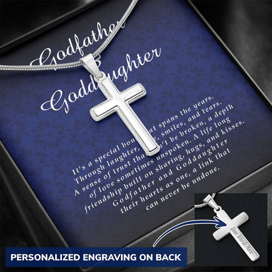 Godfather and Goddaughter Gift, Personalized Cross Necklace