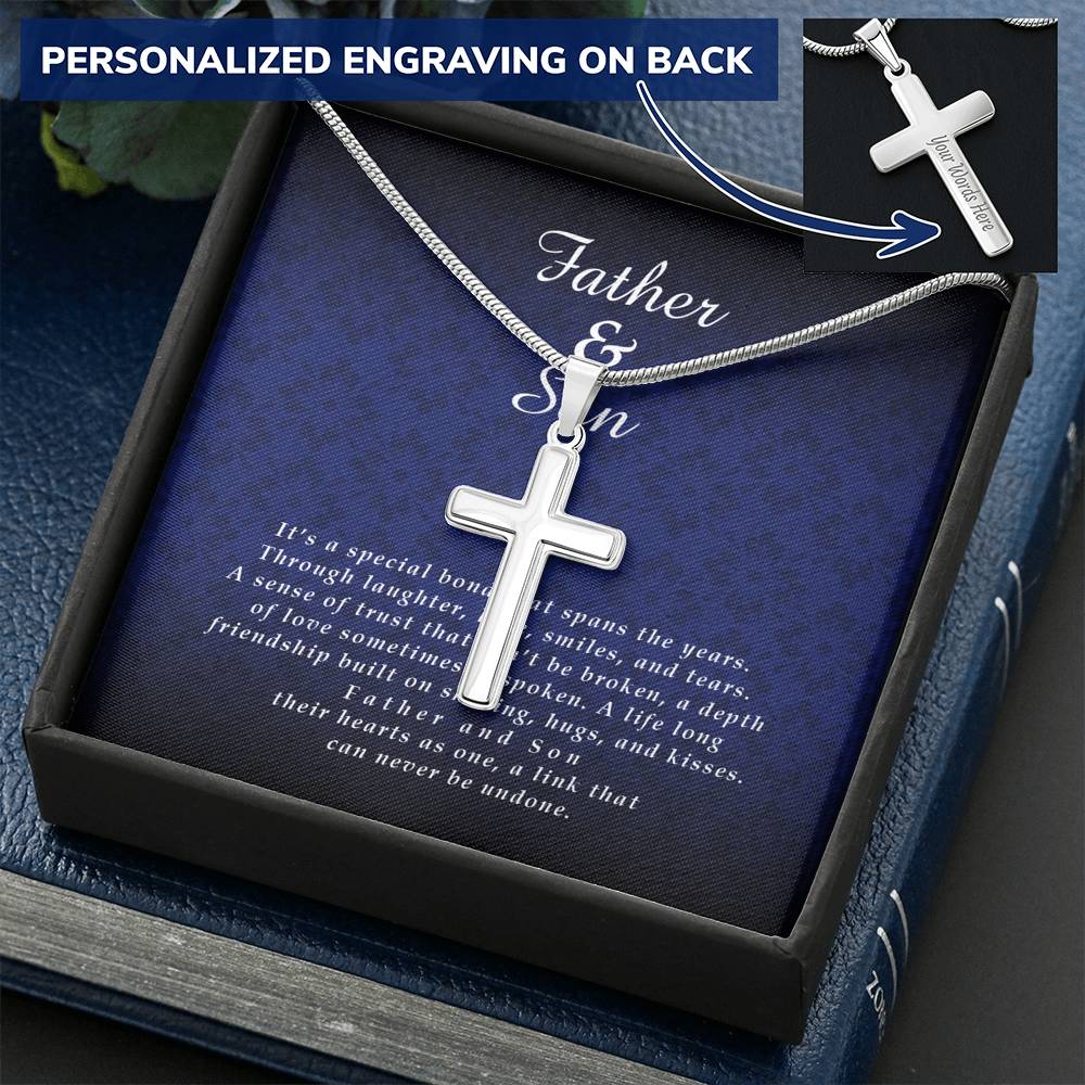 Father and Son Gift, Personalized Cross Necklace