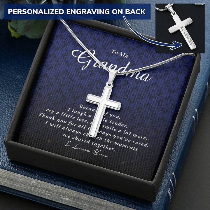 Personalized Cross Necklace, To My Grandma