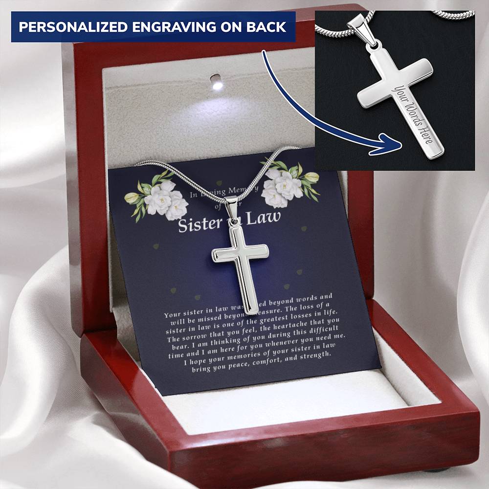 Personalized Cross Necklace, Memorial Gift For Loss of Sister In Law