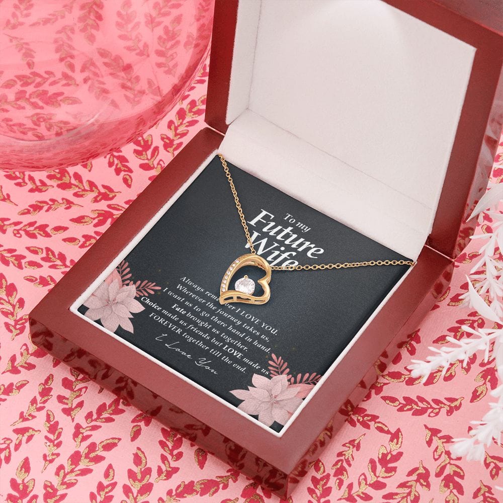 To My Future Wife, 18k Yellow Gold Finish, Forever Heart Necklace
