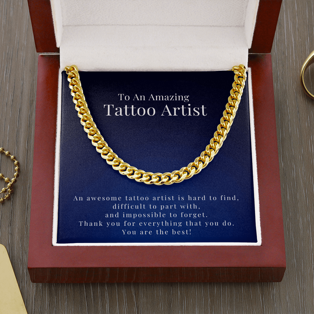 Cuban Link Chain Necklace, Tattoo Artist Gift For Men, Thank You Gift, Appreciation Gift, Best Christmas Gift Idea