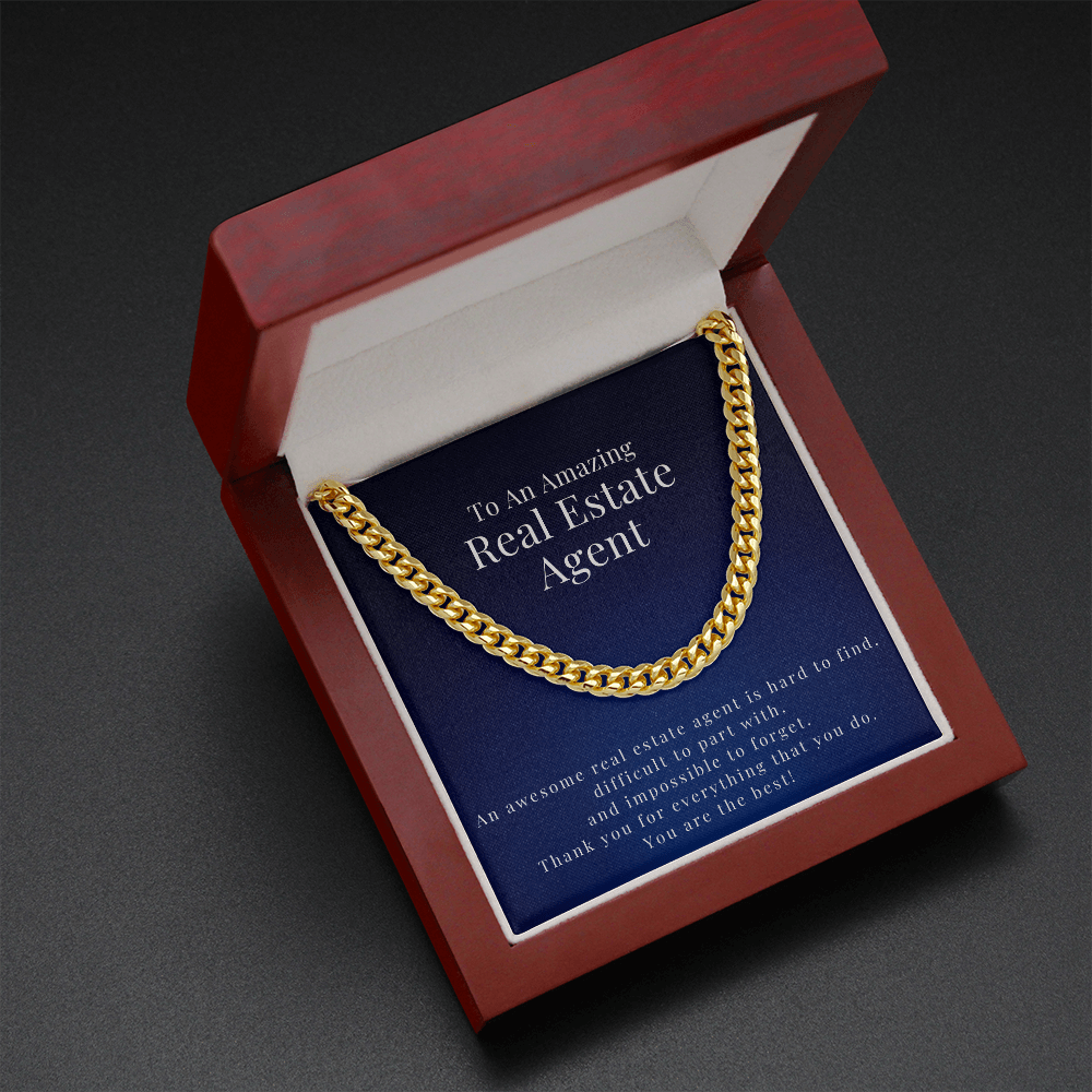 Cuban Link Chain Necklace, Real Estate Agent Gift For Men, Thank You Gift, Appreciation Gift, Best Christmas Gift Idea