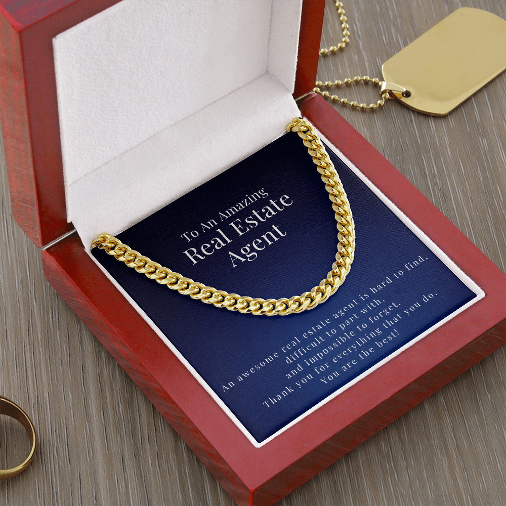 Cuban Link Chain Necklace, Real Estate Agent Gift For Men, Thank You Gift, Appreciation Gift, Best Christmas Gift Idea