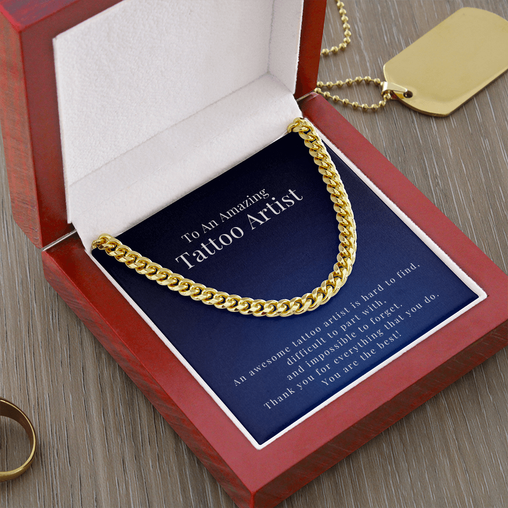 Cuban Link Chain Necklace, Tattoo Artist Gift For Men, Thank You Gift, Appreciation Gift, Best Christmas Gift Idea