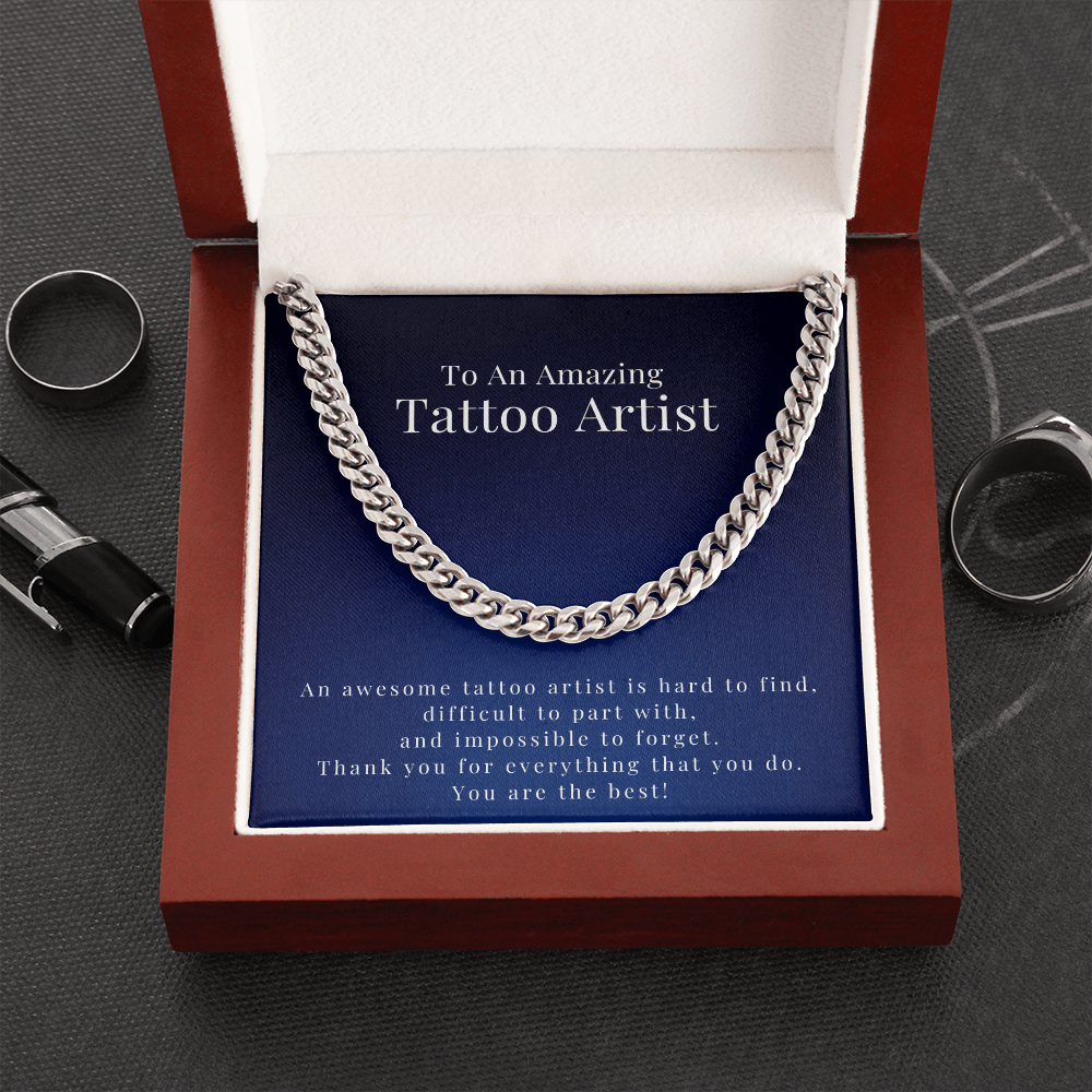 Cuban Link Chain Necklace, Tattoo Artist Gift For Men, Thank You Gift, Appreciation Gift, Best Christmas Gift Idea
