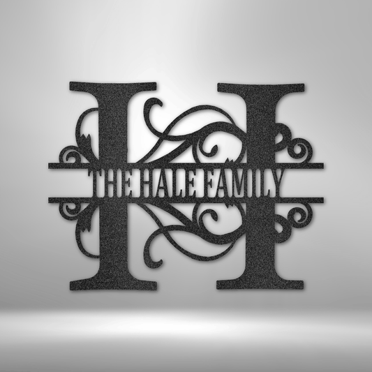 Split Letter Monogram, Family Metal Sign, Custom Metal Name Sign, Personalized Housewarming Gift, Family Name Wall Decor