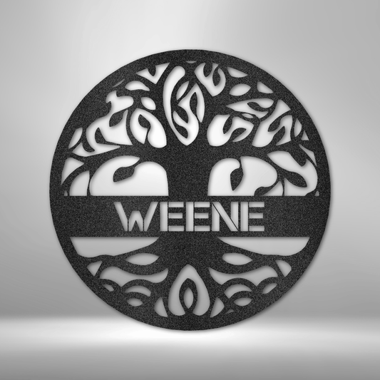Personalized Tree of Life with Name Metal Sign, Custom Family Name Monogram, Metal Monogram Tree, Metal Wall Sign