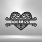 Personalized Heart Metal Sign, Custom Name Sign, Last Name Sign, Metal Name Sign, Outdoor Sign, Metal Wall Decor, Housewarming Gift