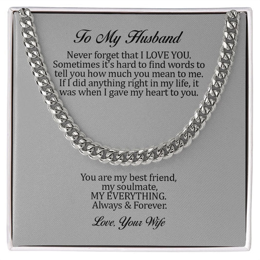 To My Husband, Cuban Link Chain