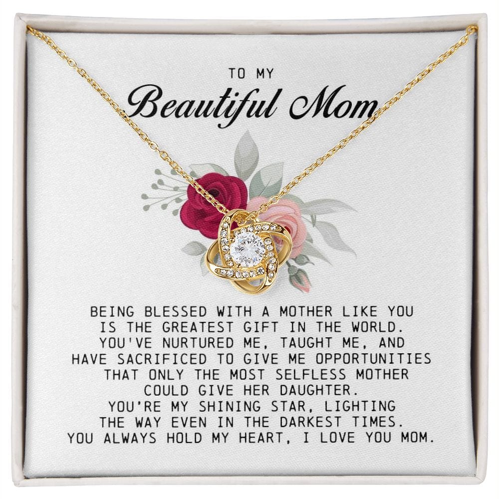 To My Beautiful Mom Love Knot Necklace