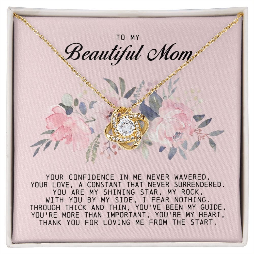 To My Beautiful Mom Love Knot Necklace