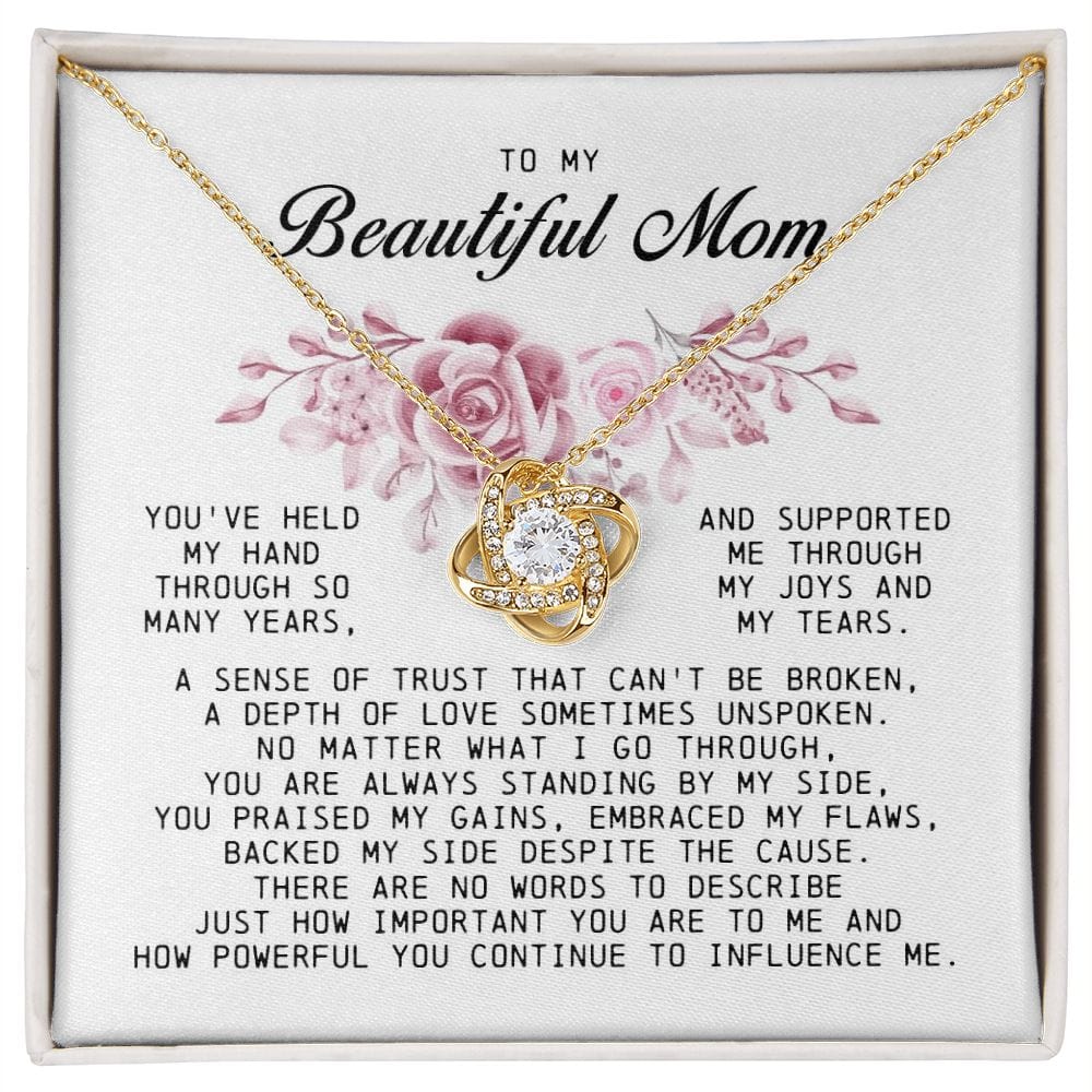 To My Beautiful Mom Love Knot Necklace
