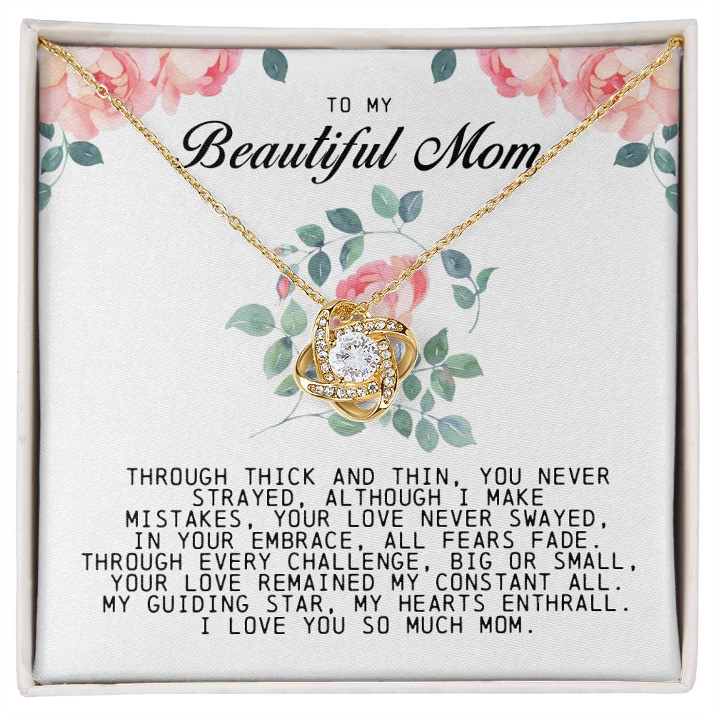 To My Beautiful Mom Love Knot Necklace