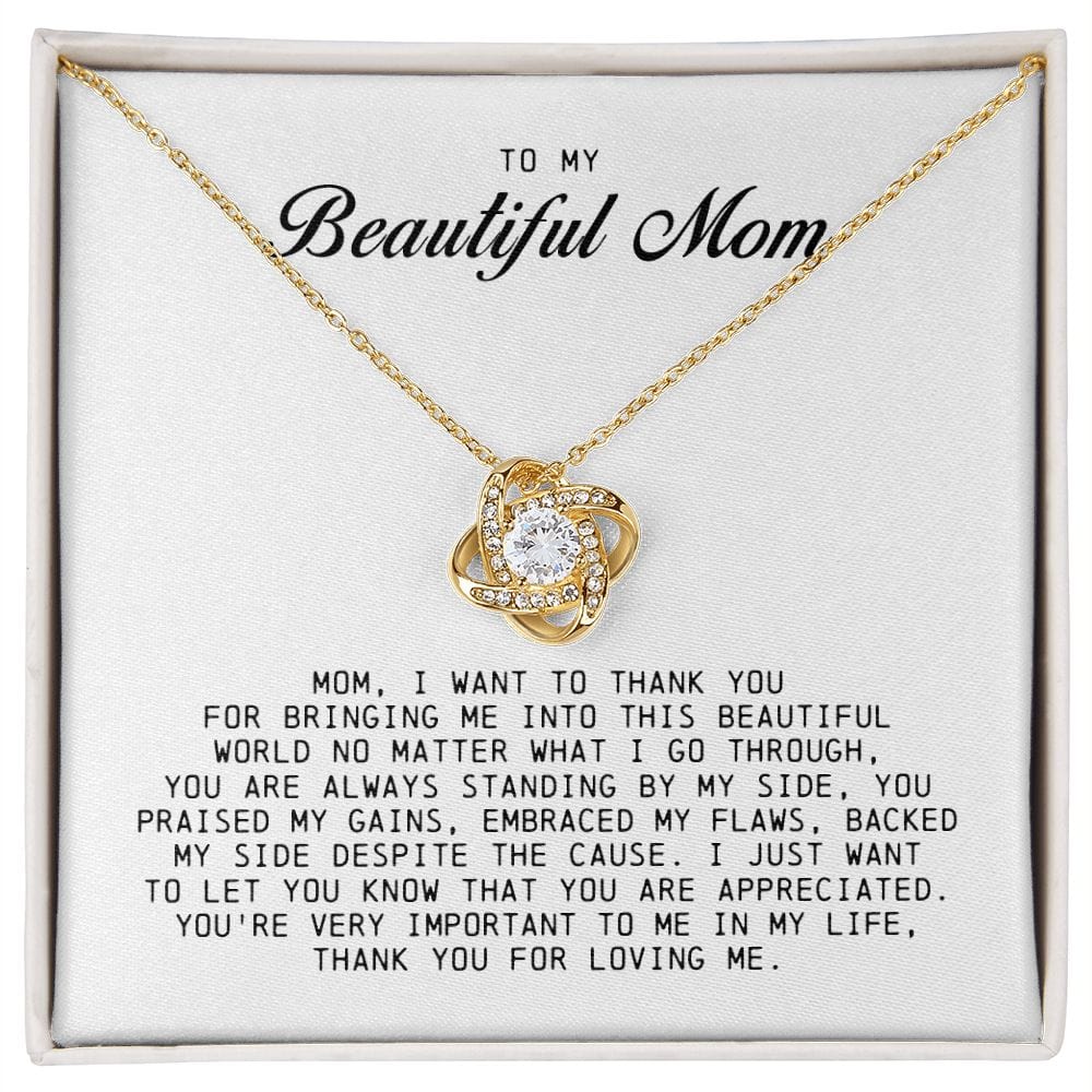 To My Beautiful Mom Love Knot Necklace