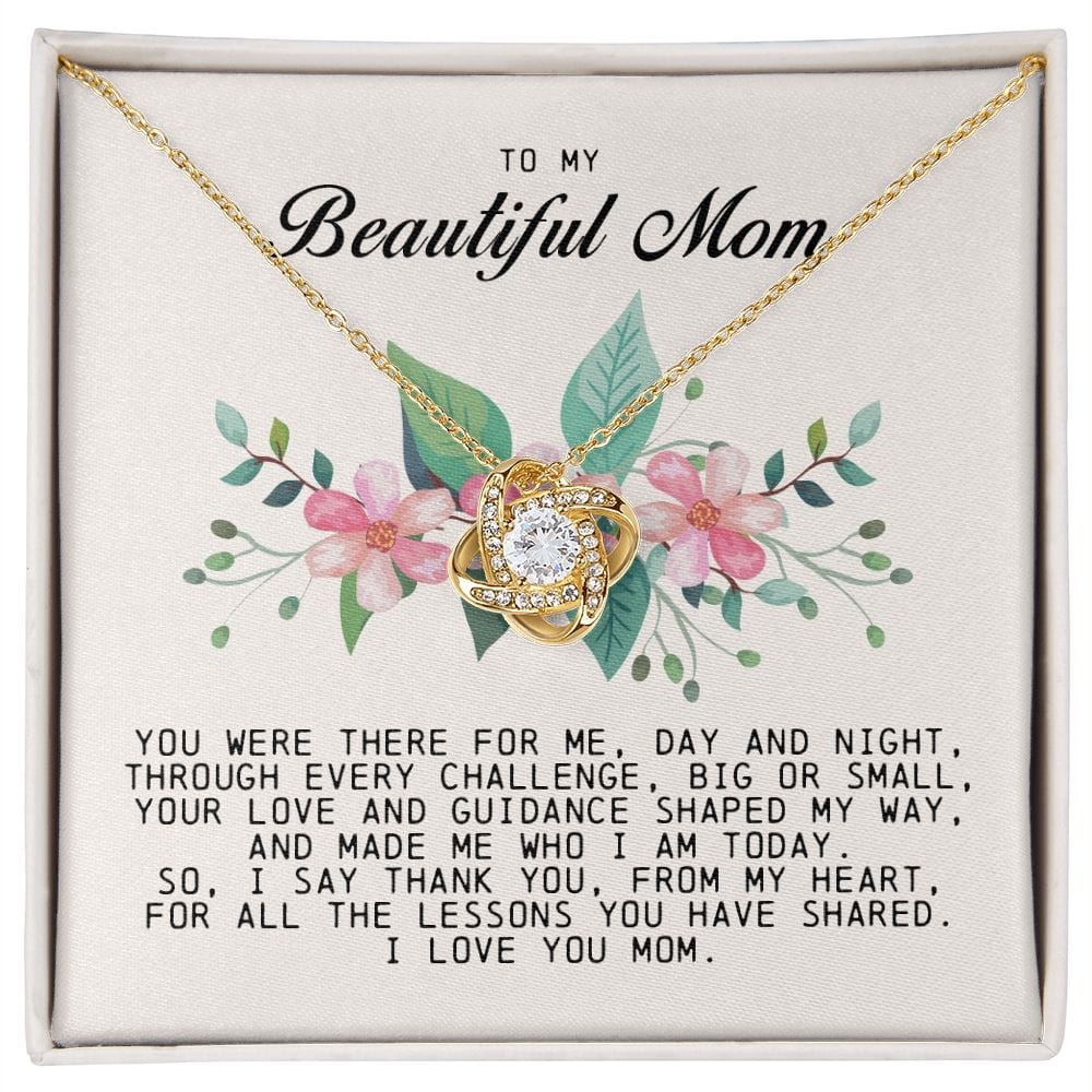 To My Beautiful Mom Love Knot Necklace