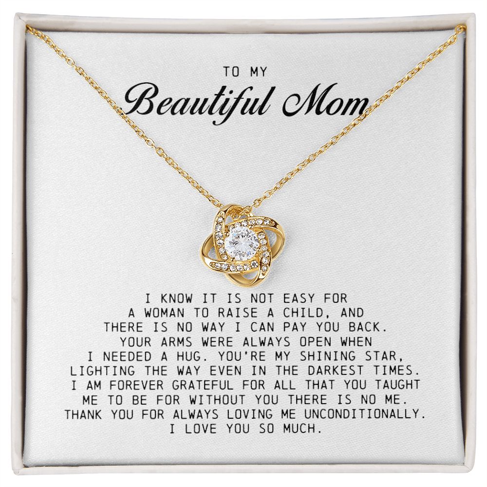 To My Beautiful Mom Love Knot Necklace