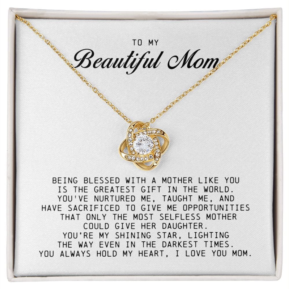 To My Beautiful Mom Love Knot Necklace